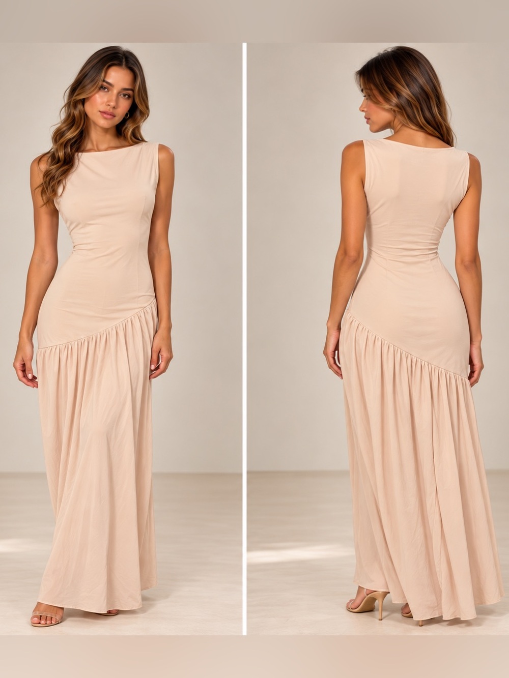 Zara Asymmetric Tulle Combination Maxi Prom Dress Gown Blush Pink NWT Size M